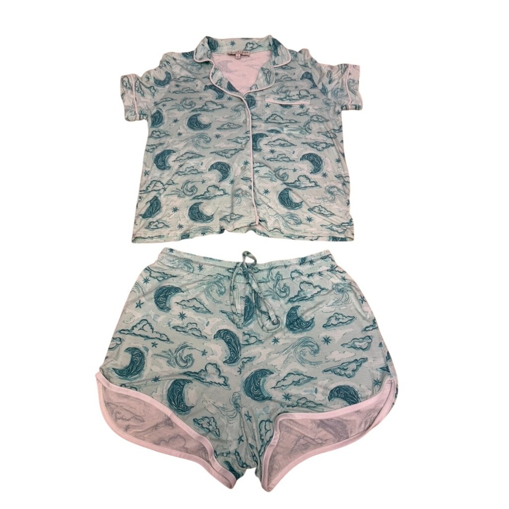 "Olive + Oak"Women PJ Set S Mint Green Celestial Moon Stars LS4T01807BK Soft